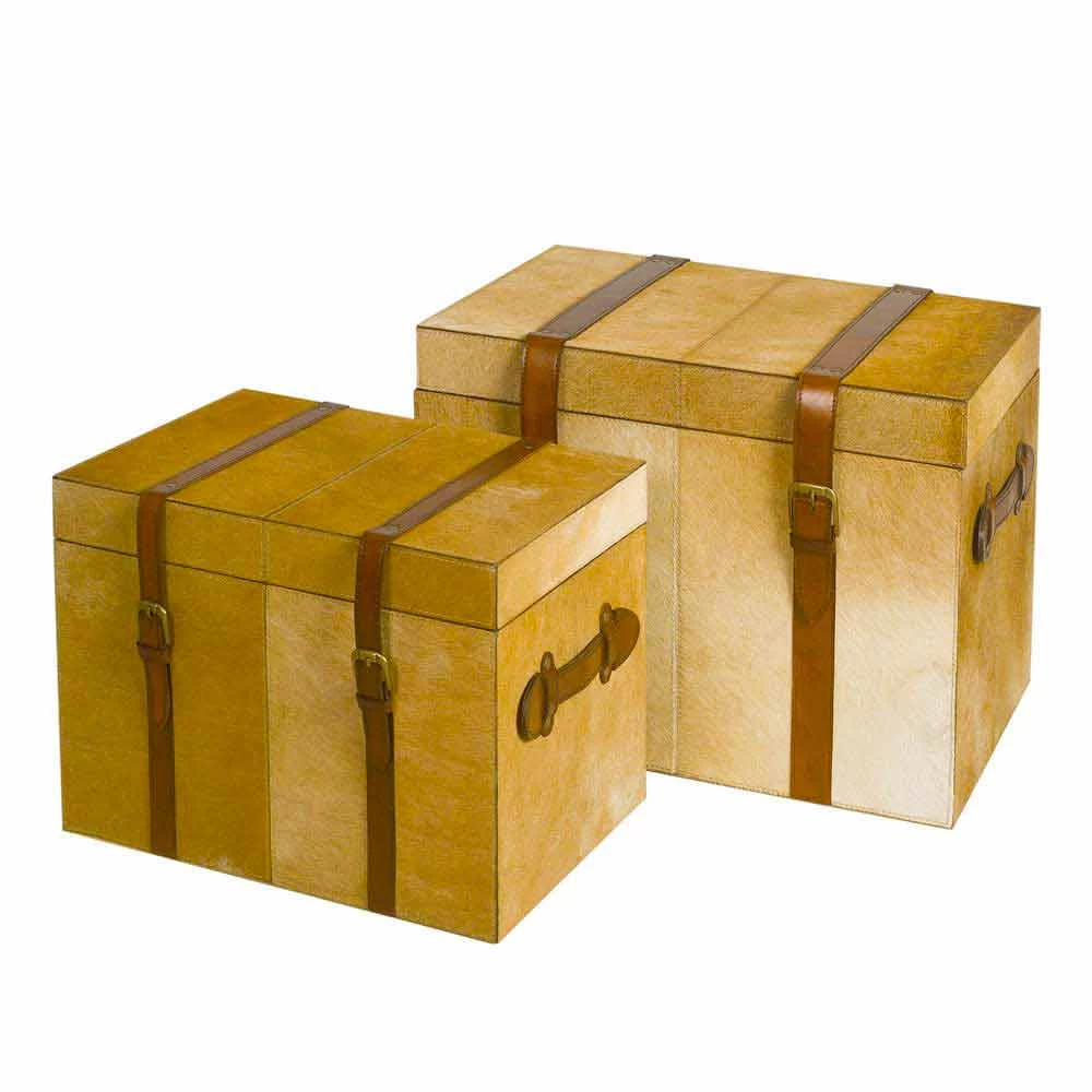 Deux Malles De Design Moderne En Poil De Vachette Brun Claire Deii 3 Deux Malles De Design Moderne En Poil De Vachette Brun Claire Deii