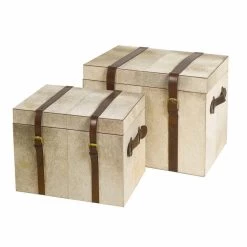 Deux Malles De Design En Poil De Vachette Gris Ritini, Gran Et Petit