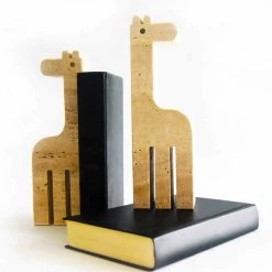 2 Serre-livres En Marbre Travertin En Forme De Girafe Made In Italy - Morra -Décoration D'intérieur 2 fermalibri in marmo travertino a forma di giraffa made in italy morra 2