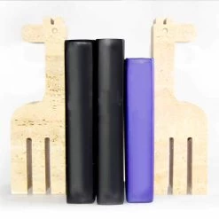 2 Serre-livres En Marbre Travertin En Forme De Girafe Made In Italy - Morra