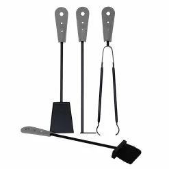 Accessoires De Cheminée Avec Supports En Cuir Nilar, Design Moderne -Décoration D'intérieur accessori per camino con portaferri in cuoio nilar design moderno 16