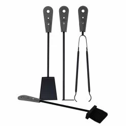 Accessoires De Cheminée Avec Supports En Cuir Nilar, Design Moderne -Décoration D'intérieur accessori per camino con portaferri in cuoio nilar design moderno 19