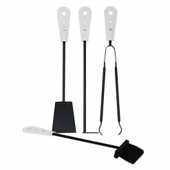 Accessoires De Cheminée Avec Supports En Cuir Nilar, Design Moderne -Décoration D'intérieur accessori per camino con portaferri in cuoio nilar design moderno 21