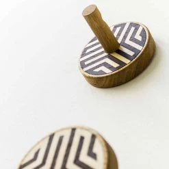 Porte-Manteau Mural En Bois De Frêne Avec Incrustations Décoratives 2 Pièces - Lemme -Décoration D'intérieur appendiabiti a muro in legno di frassino nero con intarsi 2 pezzi lemme 2