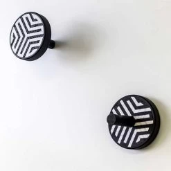 Porte-Manteau Mural En Bois De Frêne Avec Incrustations Décoratives 2 Pièces - Lemme -Décoration D'intérieur appendiabiti a muro in legno di frassino nero con intarsi 2 pezzi lemme 6