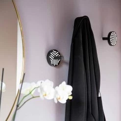 Porte-Manteau Mural En Bois De Frêne Avec Incrustations Décoratives 2 Pièces - Lemme -Décoration D'intérieur appendiabiti a muro in legno di frassino nero con intarsi 2 pezzi lemme 9