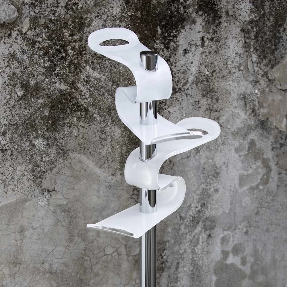 Portemanteau En Acier Et Crochets Courbés En Acrylique Blanc - Makete 5 Portemanteau En Acier Et Crochets Courbés En Acrylique Blanc - Makete – Image 3