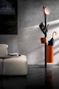 Portemanteau Design Moderne En Cuir Régénéré Made Italy - Ercole -Décoration D'intérieur appendiabiti da terra di moderno design in cuoio rigenerato made italy ercole 11