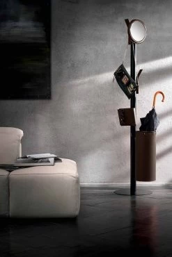 Portemanteau Design Moderne En Cuir Régénéré Made Italy - Ercole -Décoration D'intérieur appendiabiti da terra di moderno design in cuoio rigenerato made italy ercole 2