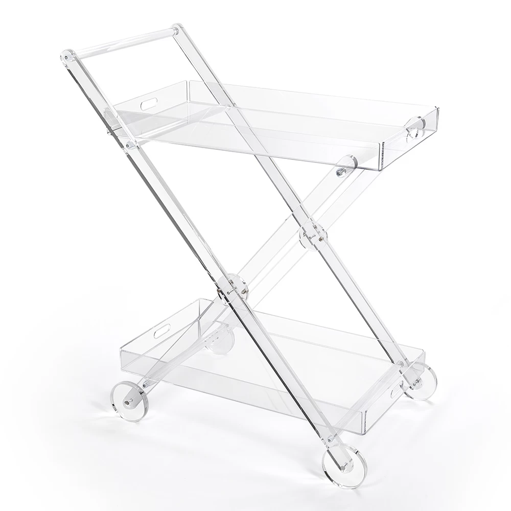 Chariot De Cuisine 4 Roues En Plexiglas Transparent Ou Avec Bois - Magimbo 4 Chariot De Cuisine 4 Roues En Plexiglas Transparent Ou Avec Bois - Magimbo – Image 2