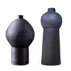 Composition De 2 Vases En Céramique Décorés De Style Moderne - Lampedusa -Décoration D'intérieur composizione di 2 vasi decorativi in ceramica decorata lampedusa 8
