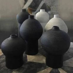 Composition De 2 Vases En Céramique Décorés De Style Moderne - Lampedusa -Décoration D'intérieur composizione di 2 vasi decorativi in ceramica decorata lampedusa 9