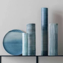 Composition De 4 Vases Et Centre De Table En Porcelaine Peinte à La Main - Liberio