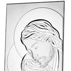 Silver Icon Holy Family Table Verticale Design 2 Tailles - Famisca -Décoration D'intérieur icona argento sacra famiglia design verticale da tavolo 2 misure famisca 2