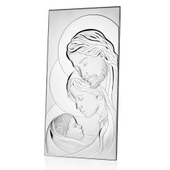 Silver Icon Holy Family Table Verticale Design 2 Tailles - Famisca