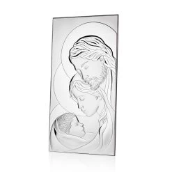 Silver Icon Holy Family Table Verticale Design 2 Tailles - Famisca -Décoration D'intérieur icona argento sacra famiglia design verticale da tavolo 2 misure famisca 3