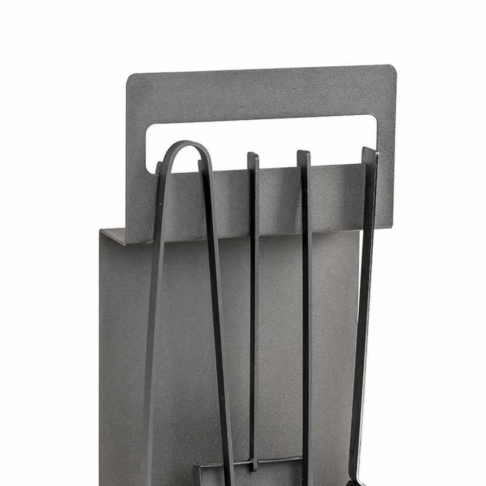 Ensemble De 4 Outils En Acier Noir Pour La Cheminée Made In Italy - Rachel 4 Ensemble De 4 Outils En Acier Noir Pour La Cheminée Made In Italy - Rachel – Image 2
