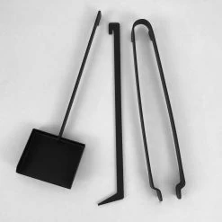 Ensemble D'outils Pour La Cheminée En Acier Noir Fabriqué En Italie - Ostro -Décoration D'intérieur insieme di strumenti di design per camino in acciaio nero made in italy ostro 8
