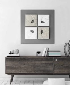 Installation Murale Décorative De Conception Moderne Blanche Et Grise - Bossy -Décoration D'intérieur installazione decorativa a parete di design moderno bianco e grigio bossy 4