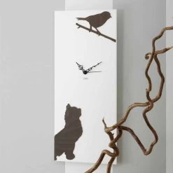 Horloge Murale Blanche Avec Décorations Animaux En Bois Design Moderne - Suspense