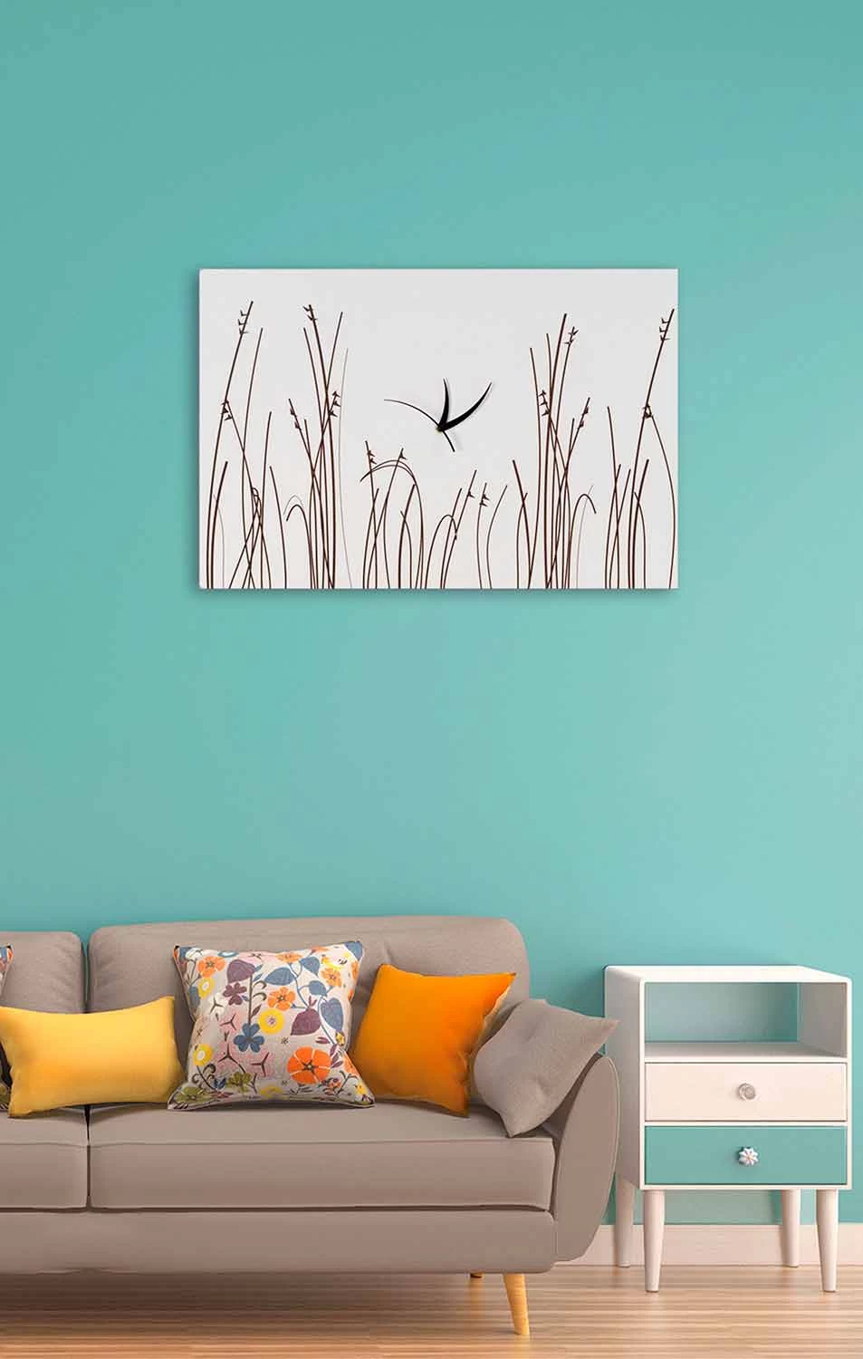 Horloge Murale Rectangulaire Moderne En Bois Blanc - Filigrane 5 Horloge Murale Rectangulaire Moderne En Bois Blanc - Filigrane – Image 3