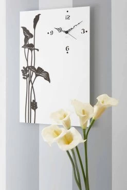 Horloge Murale Rectangulaire Moderne En Bois Design Décoré Blanc - Croco -Décoration D'intérieur orologio a muro moderno rettangolare in legno bianco decorato di design croco 2