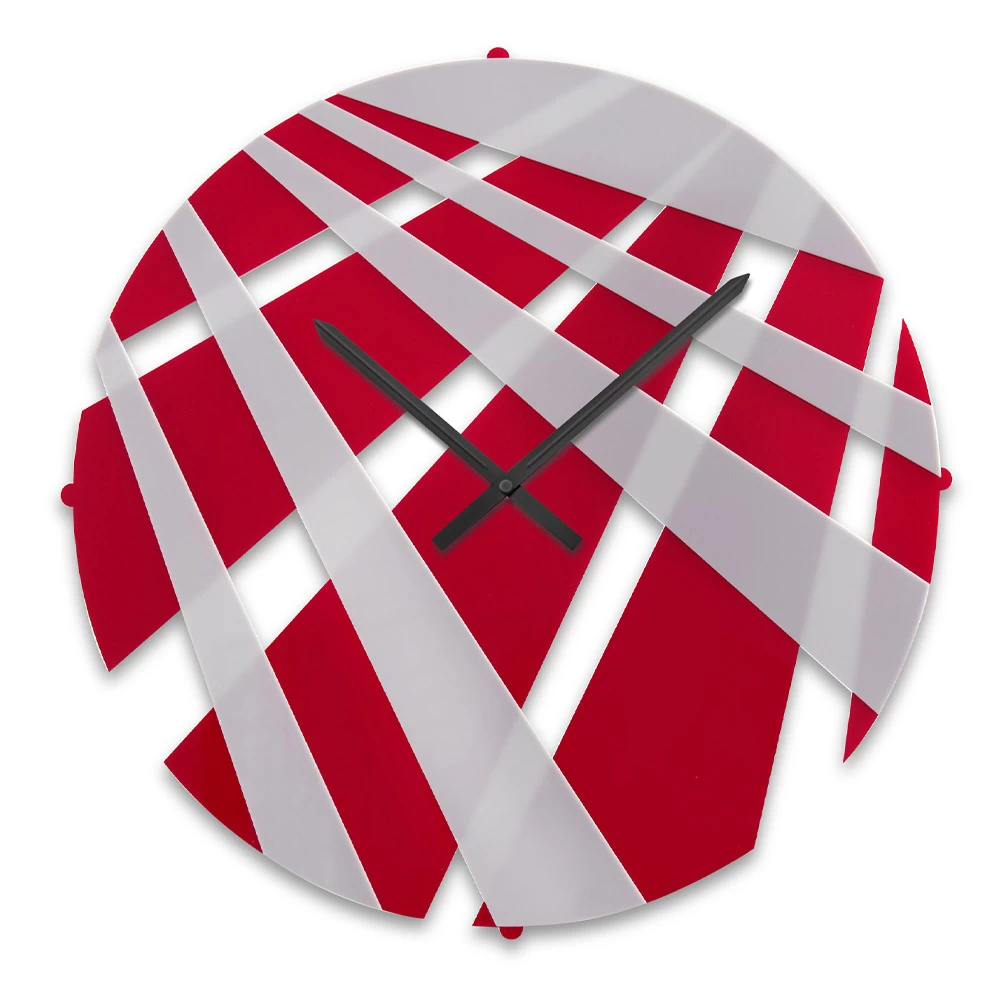 Horloge Murale Ronde En Plexiglas Coloré Et Décorations Géométriques - Strioso 3 Horloge Murale Ronde En Plexiglas Coloré Et Décorations Géométriques - Strioso