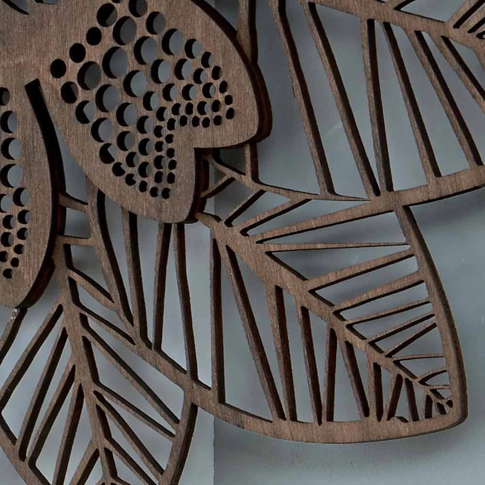 Horloge Murale En Bois Clair Ou Foncé Avec Un Design Fleuri Moderne - Aquilegia 5 Horloge Murale En Bois Clair Ou Foncé Avec Un Design Fleuri Moderne - Aquilegia – Image 3