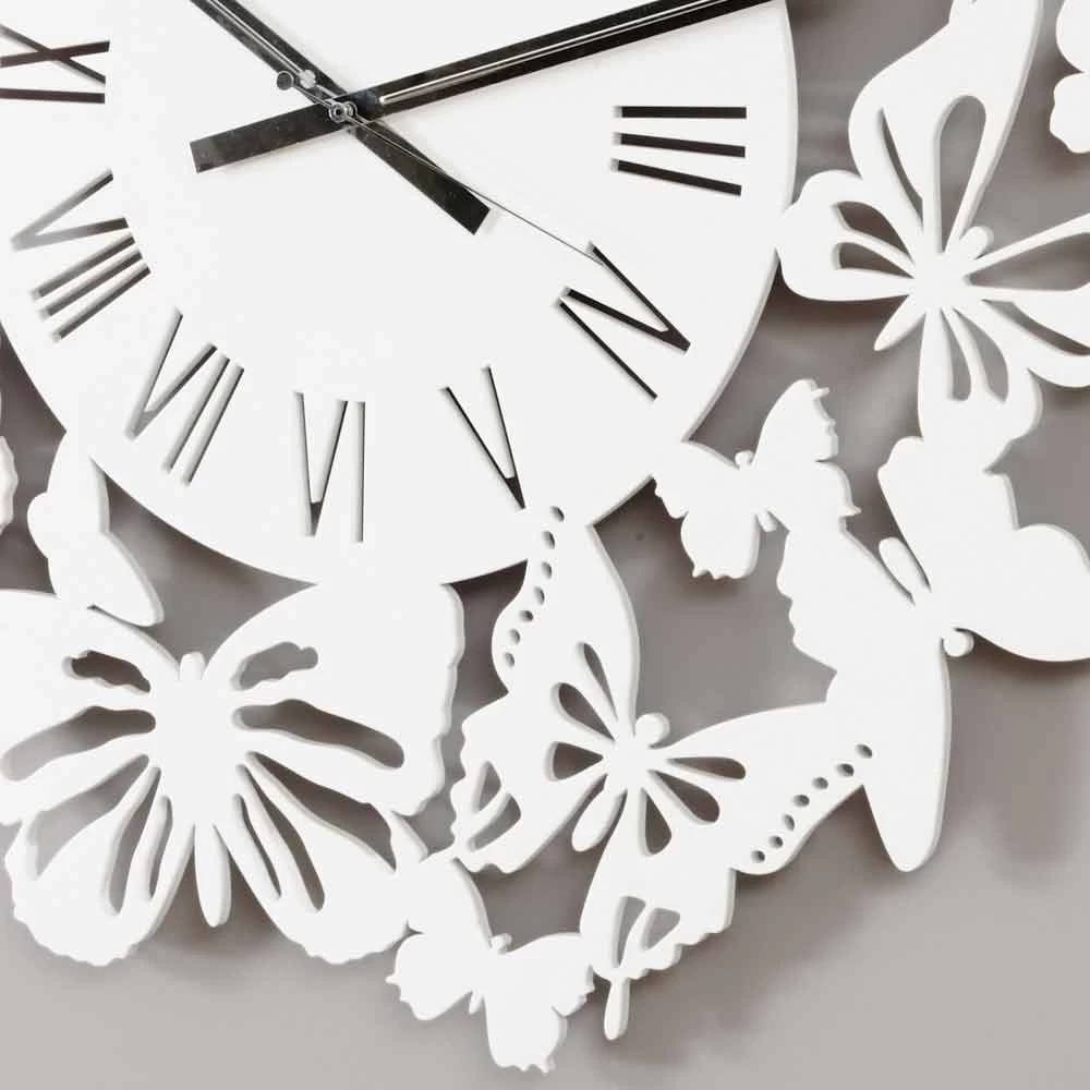 Horloge Murale En Bois Coloré Design Moderne Décorée De Papillons - Papilio 5 Horloge Murale En Bois Coloré Design Moderne Décorée De Papillons - Papilio – Image 3