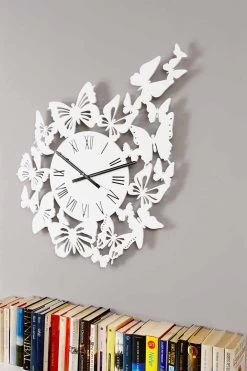Horloge Murale En Bois Coloré Design Moderne Décorée De Papillons - Papilio 13 Horloge Murale En Bois Coloré Design Moderne Décorée De Papillons - Papilio -Décoration D'intérieur orologio a parete legno colorato design moderno decorato con farfalle papilio 3
