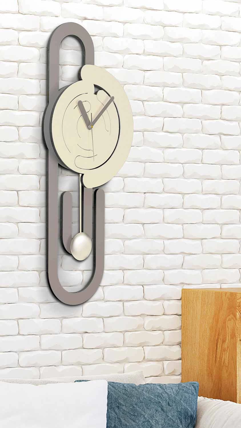 Horloge Murale Pendule Design Moderne En Bois Beige Et Marron - Trombone 4 Horloge Murale Pendule Design Moderne En Bois Beige Et Marron - Trombone – Image 2