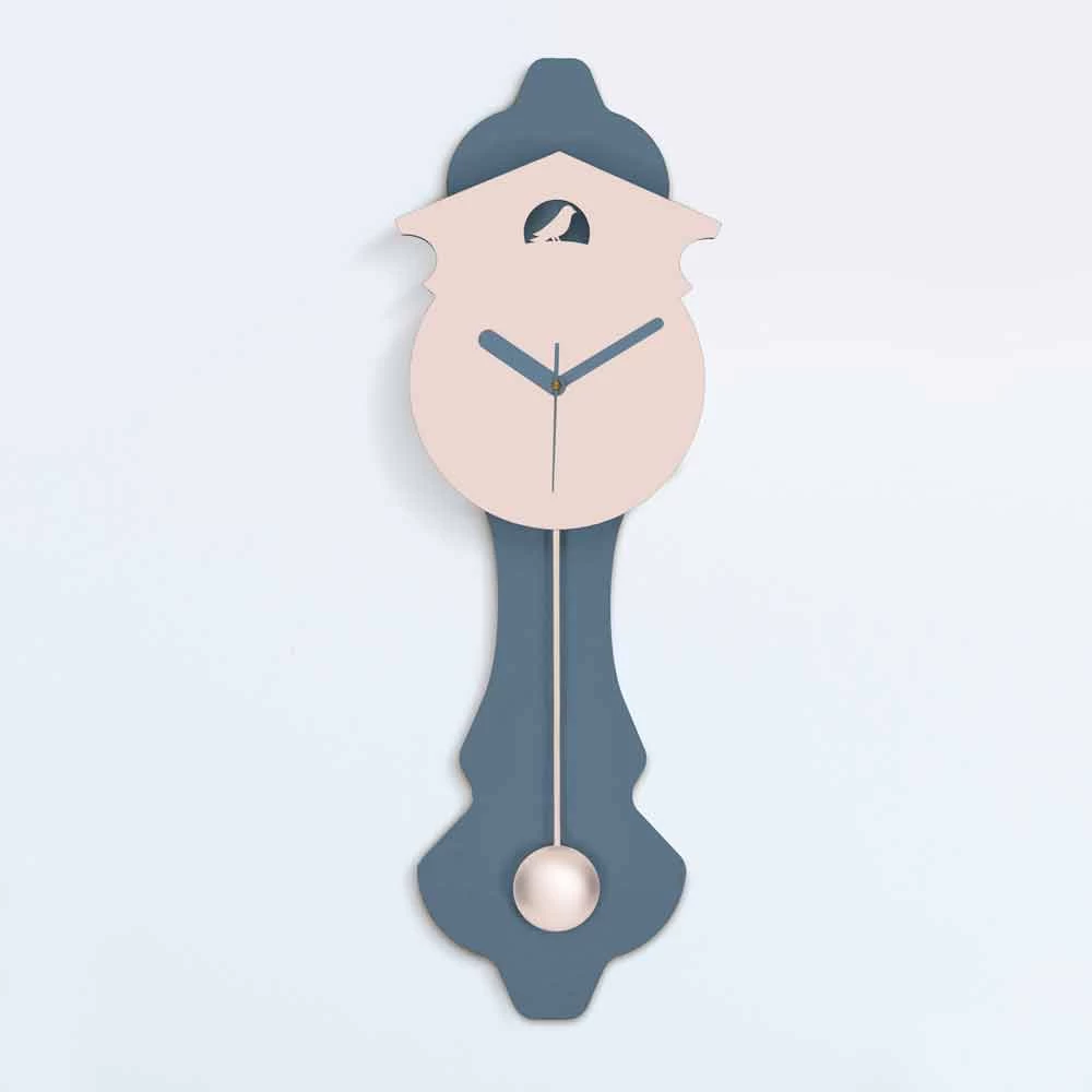 Horloge Pendule Moderne En Bois Design Gris Et Rose - Coucou 3 Horloge Pendule Moderne En Bois Design Gris Et Rose - Coucou