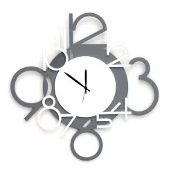 Grande Horloge Murale Design Moderne En Bois Blanc Et Gris - Chiffre