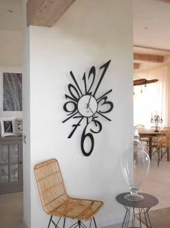 Horloge Murale Design En Fer Noir Ou Aluminium Fabriquée En Italie - Oceano -Décoration D'intérieur orologio da parete di design in ferro nero o alluminio made in italy oceano 5