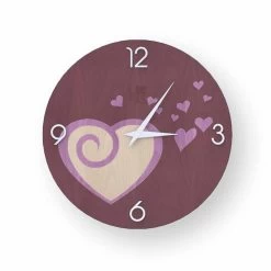 Horloge Murale En Bois Avec Coeurs Todi, Fabriquée En Italie