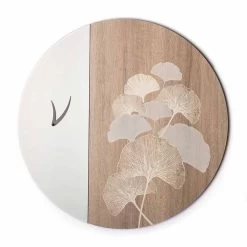 Horloge Murale Design Ronde En Bois Avec Décorations, 2 Finitions, Fabriquée En Italie - Ginkgo -Décoration D'intérieur orologio da parete in legno design tondo con decori 2 finiture ginkgo 2