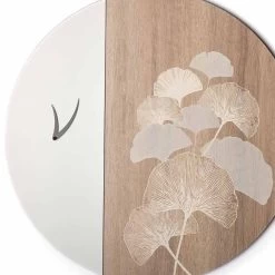Horloge Murale Design Ronde En Bois Avec Décorations, 2 Finitions, Fabriquée En Italie - Ginkgo -Décoration D'intérieur orologio da parete in legno design tondo con decori 2 finiture ginkgo 3