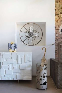 Horloge Murale Moderne Circulaire En Fer Bicolore Fabriquée En Italie - Calipso -Décoration D'intérieur orologio da parete moderno circolare in ferro bicolore made in italy calipso 8