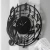 Horloge Murale Noire Ronde De Design Moderne En Bois Décoré - Musique