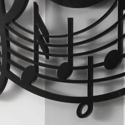 Horloge Murale Noire Ronde De Design Moderne En Bois Décoré - Musique 10 Horloge Murale Noire Ronde De Design Moderne En Bois Décoré - Musique -Décoration D'intérieur orologio da parete nero rotondo di design moderno in legno decorato musica 3