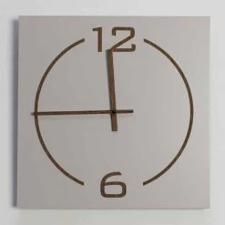Horloge Murale Design Carré Et Moderne En Bois Beige Et Marron - Tabata