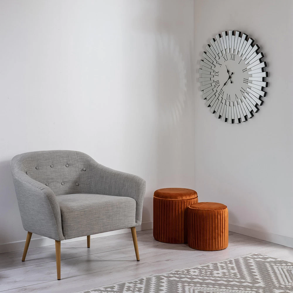 Horloge Murale Décorative Ronde En Mdf Et Verre Miroir - Tosco 5 Horloge Murale Décorative Ronde En Mdf Et Verre Miroir - Tosco – Image 3