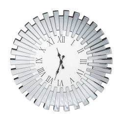 Horloge Murale Décorative Ronde En Mdf Et Verre Miroir - Tosco
