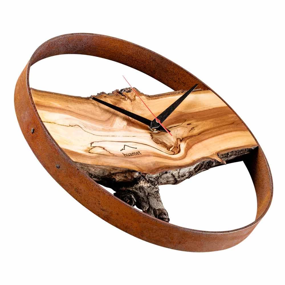 Horloge Murale Ronde En Bois De Pomme Massif Fabriqué En Italie - Sirmione 4 Horloge Murale Ronde En Bois De Pomme Massif Fabriqué En Italie - Sirmione – Image 2