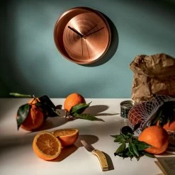 Horloge Murale Ronde En Cuivre Poli Design Made In Italy - Ogio -Décoration D'intérieur orologio da parete rotondo in rame lucidato di design made in italy ogio 4