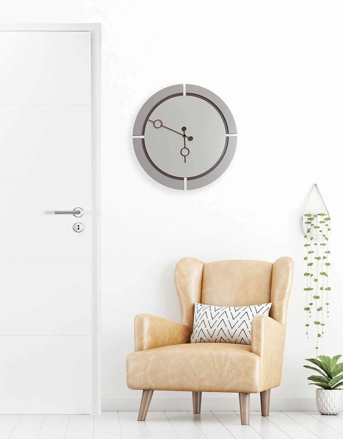 Grande Horloge Murale Ronde Design Moderne En Bois Marron Et Beige - Osvego 5 Grande Horloge Murale Ronde Design Moderne En Bois Marron Et Beige - Osvego – Image 3