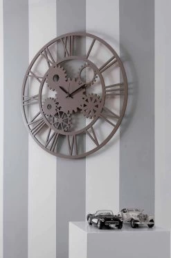 Grande Horloge Murale Ronde En Bois De Couleur Minable - Mécanisme -Décoration D'intérieur orologio in legno a parete grande e rotondo di design shabby colorato meccanio 5