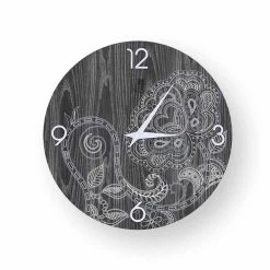 Horloge En Bois Décorée De Design Moderne Dolo, Fabriquée En Italie -Décoration D'intérieur orologio in legno decorato dolo design moderno fatto in italia