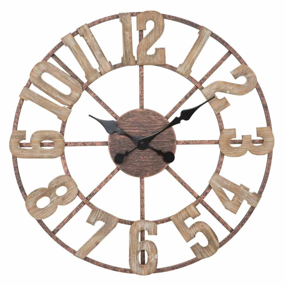 Horloge Murale Ronde Design Moderne En Fer Et MDF - Taichi 3 Horloge Murale Ronde Design Moderne En Fer Et MDF - Taichi