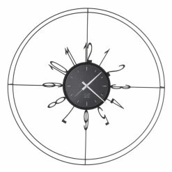 Horloge Murale Ronde En Fer Blanc, Noir Ou Bronze Fabriquée En Italie - Boussole -Décoration D'intérieur orologio tondo da parete in ferro bianco nero o bronzo made in italy bussola 4